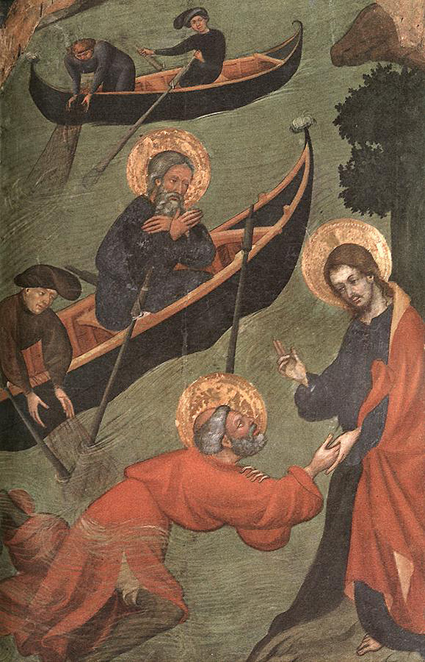 saint peter is walking on the water
